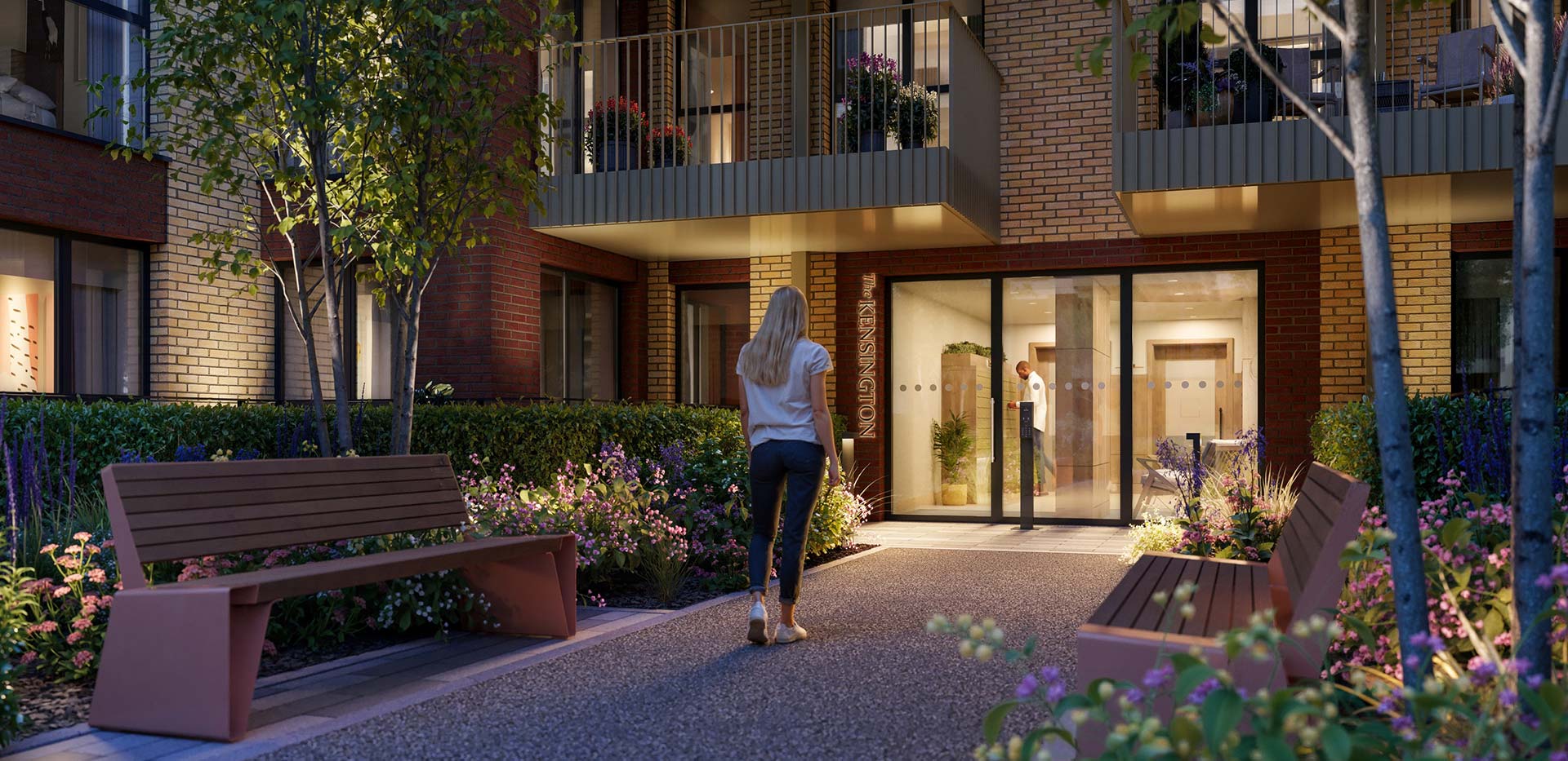 Sutton Garden Square, Exteriors, Night Time Exterior Entrance